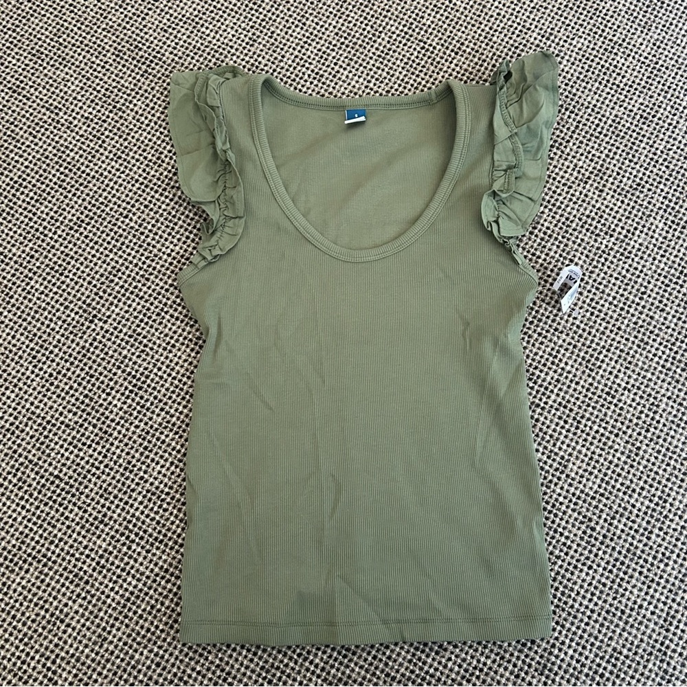 Green Ruffle Sleeve Women's Top